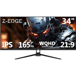 Z Z-Edge Z-Edge Schermo PC Gamer 34'', UWQHD (3440x1440), 165 Hz, Pannello IPS, 1 ms, Monitor Ultrawide 21:9, FreeSync, 300 cd/m², 2× DP1.4 & HDMI2.0, RGB, Inclinazione Regolabile, VESA 75×75 mm