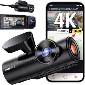 VANTRUE N4 Pro 4K +1080P+1080P 3 Lent STARVIS 2 Sensor Dash Cam, 5GHz WiFi GPS Telecamera per Auto, 3xHDR IR Dashcam Auto, Controllo Vocale 24h. Modalità di Parcheggio Buffer, 3.19" IPS Max 512G