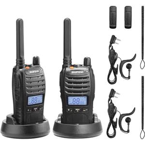 BAOFENG BF-88ST Pro PMR446 Walkie Talkie, Radio Bidirezionali Ricaricabili Senza Licenza a Lungo Raggio Aggiornate con Display LCD, Doppio Orologio VOX, Auricolari, Confezione da 2