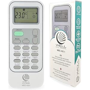 Wellclima WEC-HIS1 Telecomando Condizionatori per Hisense, per Kelon, per Wintair, Più Completo degli Universali, Pronto all'Uso con Funzioni Speciali, per Climatizzatori, Inverter e Pompa di Calore