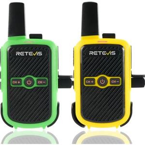 Retevis RT15 walkie talkie professionali, PMR446 Radio Walkie Talkie, VOX a Mani Libere, 1000 mAh, Radio Bidirezionale per Campeggio, la Scuola, Giochi in Casa, Le Vacanze (Verde e Giallo, 1 Coppia)