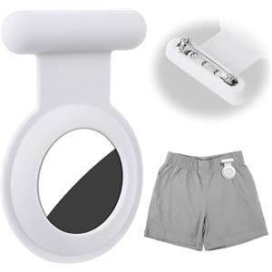 AXFEE 1 Pezzi Portachiavi AirTag, Localizzatore di Chiavi AirTag Portatile per Zaini e Animali Domestici, Supporto per Mini Cover Protettiva, Anti-graffio, Custodia Airtag Nascosta con Spilla(Bianco)