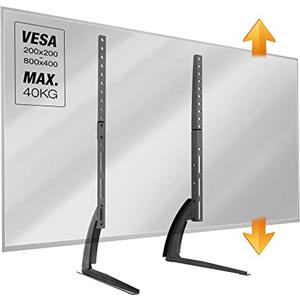 RICOO Supporto TV da tavolo FS502 Televisore 30-65" (76-165 cm) Staffa universale Piedistallo televisione LED/LCD/Curvo VESA 200 x 200-800 x 400 Nero