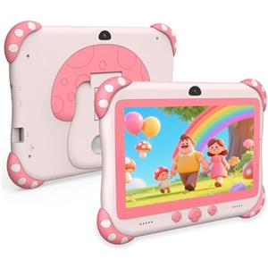 ascrecem Tablet Bambini 7 Pollici Android Tablet per Bambini con WiFi Quad Core 32GB ROM Bluetooth Controllo Genitori Giochi Educativo per Bambini 3 a14 anni Youtube Google Play(pink)