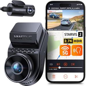 VANTRUE S1 Pro 2.7K+1080P Visione Notturna Dash Cam STARVIS 2 5GHz WiFi GPS Telecamera per Auto Doppia Canali 360° HDR, Controllo Vocale, 24/7Modalità di Parcheggio SD Max 512 G support LTE