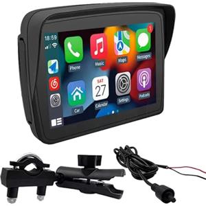 GiDaCom K600 Navigatore GPS per moto con doppio bluetooth telefonate mappe sistema Carplay e Android auto TF card per musica e film staffa rinforzata manubrio