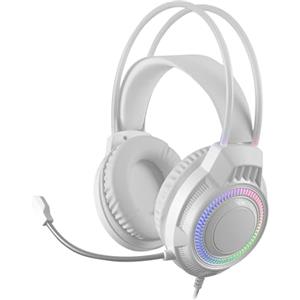 Mars Gaming MH124, Cuffie Gaming FRGB Rainbow, Design Ergonomico, Microfono Flessibile, Controllo del Volume, Windows, Linux, Mac, PS4, PS5, Xbox One, Xbox Series X|S, Switch, Switch 2, Bianco