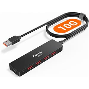 Aceele Hub USB 3.2 Gen 2 con 4 Porte USB-A e Tipo C 5V3A, 10Gbps Sdoppiatore USB 3.2 con Cavo Lungo 120cm, Adattatore Multi Porta USB Multipla Per Macbook PC/Computer Portatile/Disco Rigido/Tastiera