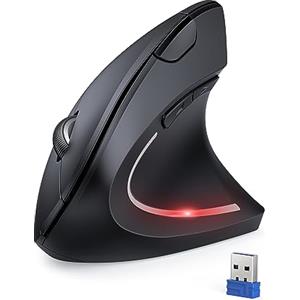 TECKNET Mouse Verticale, 4800 DPI Mouse Wireless Ergonomico, Protegge Il Braccio, Mouse Senza Fili 6 Pulsanti per PC, Computer Portatile, Mac, Nero