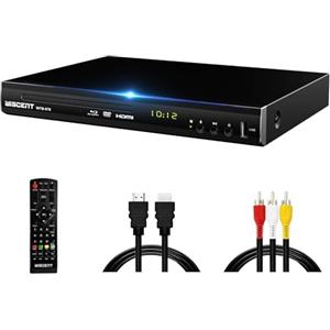 WISCENT Lettore Blu-Ray per TV, WISCENT Lettore DVD con Coassiale/HDMI/AV, ingresso USB, tutti i DVD e la regione B/2 Blue Ray Discs, Lettore Bluray Compatto Full HD 1080p (WTB-978B)
