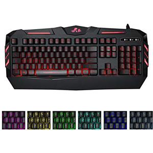 Rii Gaming RK900 (layout ITALIANO) - Tastiera italiana da gioco retroilluminata a LED (7 colori) con tasti multimediali, paragonabile a una tastiera meccanica