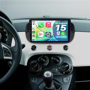 ACAVICA Autoradio per Fiat 500 2007-2015 Android 15 4+64GB - Schermo 9" 1280x800 con Wireless CarPlay Android Auto - GPS Navigatore, Bluetooth 5.4, WiFi 6.0, DSP, Touchscreen