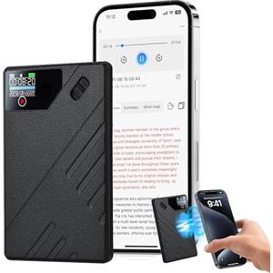 HUAJUN Registratore Vocale AI, Registratore AI GPT-40 con Trascrizione e Riepilogo, Mappa Mentale, Supporta 96 Lingue, 64GB di Spazio di Archiviazione per Corsi, Riunioni, Interviste e Chiamate