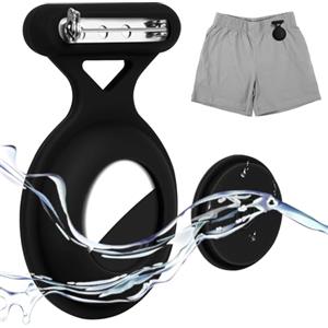 AXFEE Portachiavi AirTag, Localizzatore di Chiavi AirTag Portatile per Zaini e Animali Domestici, Portachiavi GPS Anti-Perso con pendente, Anti-graffio Custodia Airtag Nascosta con Spilla -Nero