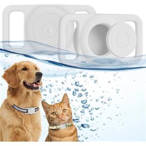 Ainiv Portachiavi per Airtag per Cani, Custodia Protettiva Impermeabile e Morbida per GPS, Localizzatore di Chiavi per Airtags Portatile per Animali Domestici, Accessori Collare - Bianco