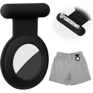 AXFEE 1 Pezzi Portachiavi AirTag, Localizzatore di Chiavi AirTag Portatile per Zaini e Animali Domestici, Supporto per Mini Cover Protettiva, Anti-graffio, Custodia Airtag Nascosta con Spilla(Nero)