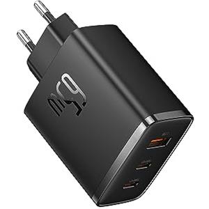 Baseus Caricatore con USB C 65 W, USB C Charger, 3 Porte PD con PPS, al Nitruro di Gallio (GaN), per MacBook Pro/Air, Serie iPhone 17/16/15/14/13/12, iPad Pro, Galaxy S25 Ultra, S24-S20, ecc.