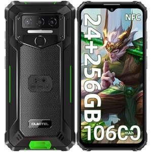 OUKITEL WP23 Plus Rugged Smartphone 2025, 24GB+256GB/1TB Telefono Indistruttibile, 10600mAh Smartphone Rugged, 6.52" HD Rugged Phone, Octa-Core Telefono Rugged, Dual SIM/NFC/Fingerprint/GPS/OTG, Verde