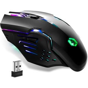 EMPIRE GAMING - RF903 Mouse da Gioco Gaming Wireless 2.4GHz Ricaricabile - Retroilluminazione LED RGB - Ergonomico - 4800 DPI 500Hz - PS4, PS5, Xbox One/Series, PC e Mac - Nero