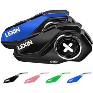 LEXIN Interfono Moto Bluetooth, G2 2X Auricolare Casco Moto Coppia, 1000M Sistema di Comunicazione Casco 2 a 6 Motociclisti, FM，Universale Motoslitta & ATV