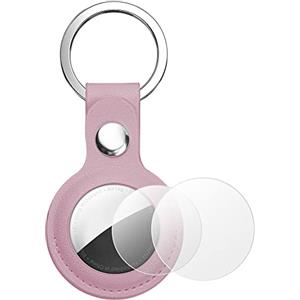 AXFEE Portachiavi AirTag, Portachiavi in Pelle, Localizzatore di Chiavi AirTag Portatile per Zaini e Animali Domestici, Supporto per Cover Protettiva per Tracker per AirTag, Forte il Segnale GPS-Rosa