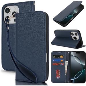 Lipvina Cover per iPhone 16 Pro Max Cover Custodia con Pellicola a Libro Portafoglio in Pelle Cover Porta Carte Flip Case Protettiva Custodia per iPhone 16 Pro Max,Blu