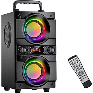 SUPNIU Cassa Bluetooth 5.0 da 100 Piedi, Potente 60 W (80 W di picco) con Doppio Subwoofer Bassi Potenti,Altoparlante da Esterno Senza Fili/Luci Lolorate LED/HD Stereo,per Casa/Feste/Viaggi