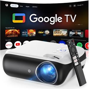 HAPPRUN 【Google TV/Assistente Vocale/Dolby】Proiettore 4K, HAPPRUN 1000 ANSI 1080P Full HD Smart Videoproiettore con Netflix/Disney+ Ufficiale, WiFi6 e Bluetooth 5.2 per Home Cinema Esterno