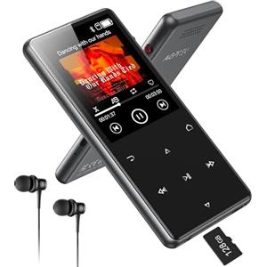 AGPTEK 128 GB Lettore MP3 Bluetooth 5.4 con Altoparlante, 2,4" MP3 Sportivo in Metallo Suono HiFi Senza Perdite, Lettore Musicale Portatile per Bambini con Pulsante di Registrazione Radio FM, Nero