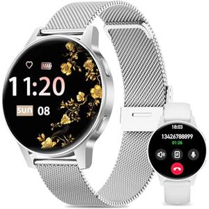 SLOKSFil Smartwatch Donna con Chiamate Bluetooth, 1.27 TFT Fitness Tracker, con 24H Cardiofrequenzimetro Sonno Ciclo Mestruale, IP68 Smart Watch per Android/iOS Android (Silber)