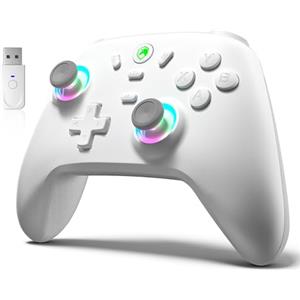 ECHTPower Controller per PC, 1000Hz Polling Rate, 3 modalità, 2.4GHz+Bluetooth+Cavo, Hall Joystick, 800mAh Batteria, Turbo e Vibrazione Regolabile, Controller Wireless con Luci per PC/iOS/Android