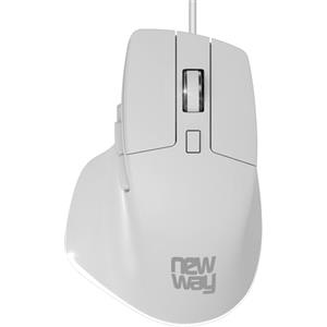 NEWWAY - Mouse Verticale Cablato A7-1200/1800/2400/3200 DPI - Ergonomico - Silenzioso - Plug e Play - USB - Bianco
