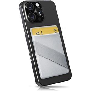 MyGadget Portafoglio per Smartphone X 1 Tasca & Finger Holder - Protezione RFID e NFC - Porta Carte di Credito Cuffie o Soldi - Wallet per Cellulare da incollare - Argento