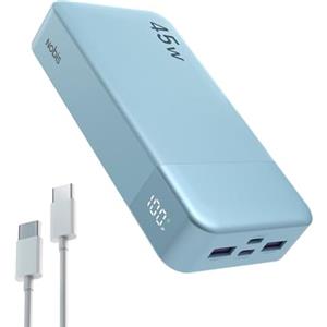 NOBIS Power Bank 20000mAh Powerbank 45 W Fast Charging Caricatore Portatile USB C In & Out, 4 Ports Portable Charger with LED Digital Display, Compatible with Phone 17 S25 (Blu)