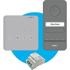 CAME Kit citofonico monofamiliare espandibile fino a 4 derivati con targa esterna LHS A/01, elegante citofono vivavoce bianco PLX A e alimentatore, soluzione completa e sicura per la tua casa