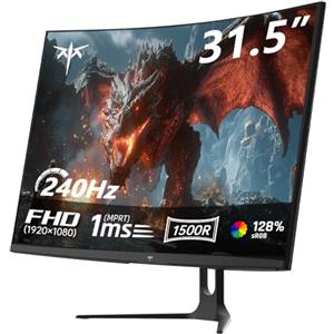 KTC Monitor Gaming Curvo 32 Pollici 240Hz | FHD | 1ms MPRT | Pannello VA 1500R | HDR | Contrasto 5000:1 | AMD FreeSync, Flicker-Free | sRGB 128% Ampia Gamma Cromatica | HDMI 2.0/DP 1.4 | VESA | H32C5