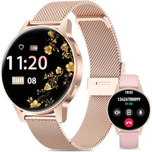 SLOKSFil Smartwatch Donna con Chiamate Bluetooth, 1.27 TFT Fitness Tracker, con 24H Cardiofrequenzimetro Sonno Ciclo Mestruale, IP68 Smart Watch per Android/iOS Android (Rose Gold)