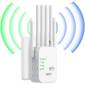 Generico Potente Ripetitore WiFi,External 6 WIFI antennas| Amplificatore WiFi 3 in 1, Copertura di 300 mq, 2 porte LAN, Compatibile con tutti i router domestici, adatto per casa e ufficio