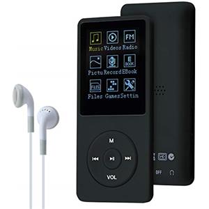COVVY 8 GB Lettore musicale MP3 portatile da, supporta schede di memoria SD fino a 64 GB, lettore MP3 HiFi con audio senza perdita, registrazione di musica/video/voce/radio FM(8G,Nero)