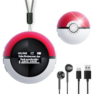 Aiandcc 64G Lettore MP3 per Bambini, Bluetooth 5.0 MP3 Lettore Musicale mini a forma di Monster Ball, Supporto per Altoparlanti, Radio FM, Funzione di Registrazione e Contapassi, Con Cuffie e Cordino