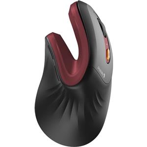 ProtoArc Mouse Ergonomico, EM11 NL Mouse Verticale Senza Fili Ottico Ricaricabile con 3 Porte Dispositivi (Bluetooth &USB), 3 DPI Regolabili per Computer, iPad, Mac, Windows - Nero e Rosso