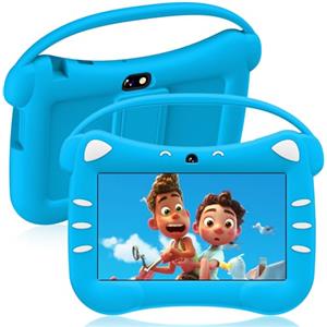 ascrecem Tablet Android 7 Pollici Tablet per Bambini con WiFi Bluetooth Doppia Fotocamera Controllo Parentale 2GB RAM 32GB ROM Copertura Protettiva per Bambini (Blu)