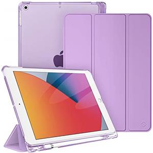 FINTIE Custodia per iPad 10.2 Pollici 9a / 8a / 7a Generazione (2021 2020 2019) con Built-in Pencil Holder - Sottile Leggero Semi-Trasparente Cover Case con Auto Sveglia/Sonno, Lavanda