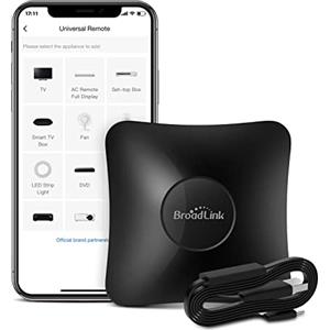 Broadlink RM4 pro S e set di cavi sensore, hub di controllo remoto IR universale RF con cavo USB Monitoraggio dell'umidità della temperatura Cavo USB, funziona con Alexa, Google Home, IFTTT