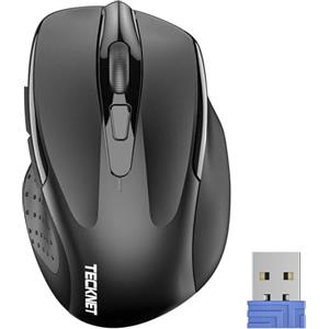TECKNET Mouse Wireless, Pro 2.4G Mouse Senza Fili Ergonomico 2600 DPI con Ricevitore Nano USB,6 Pulsanti, 24 Mesi di Durata Della Batteriaper,Compatibile con PC,Laptop,Office Home