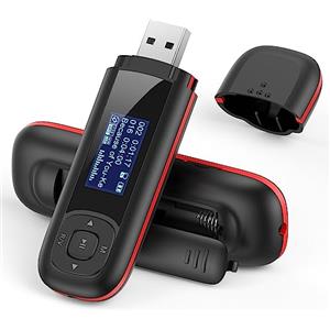 AGPTEK Lettore Mp3 Portatile con Chiavetta USB, Mini Lettore Musicale da 40GB Supporta Batteria AAA Sostituibile,Registrazione, Radio FM,Trasferimento Dati,espandibile Fino a 128 GB, Nero