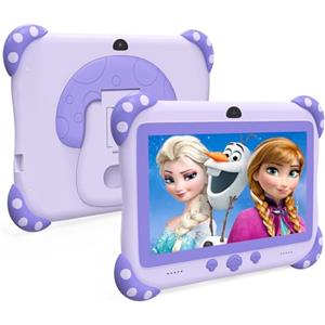 ascrecem Tablet Bambini 7 Pollici Android Tablet per Bambini con WiFi Quad Core 32GB Rom Bluetooth Controllo Genitori Giochi Educativo per Bambina 3 a14 Anni Youtube (Viola)