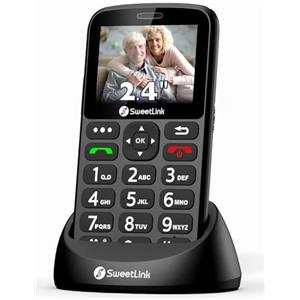 SweetLink 4G Telefono Cellulare per Anziani con Tasti Grandi, LTE Telefoni Cellulari Anziani con Base di Ricarica, 2.4'' Pantalla, Funzione SOS, Volume Alto, Solo Nano SIM, Chiamata Rapida (Nero)