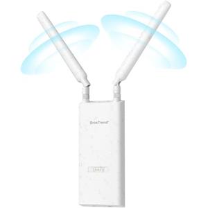BrosTrend AC1200 Ripetitore WiFi Esterno Potente Lunga Portata, Dual Band 5GHz 867Mbps + 2.4GHz 300Mbps, Antenna WiFi Extender Esterno Supporta 802.3af PoE, IP65 Outdoor, con Adattatore PoE Passivo
