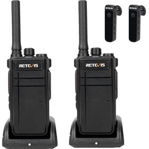 Retevis RB637 Bluetooth Walkie Talkie, Ricaricabile Ricetrasmittenti con Auricolare Bluetooth, VOX, Tipo-C, 2000mAh, 16 Canali, PMR446 Talkie Walkie Professionali per Ristorante (Nero, 2 Pezzi)
